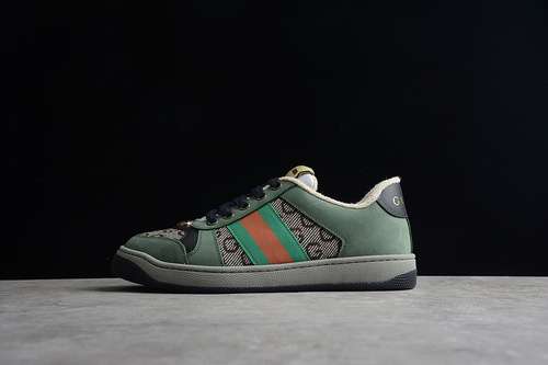 510GUCCI DISTRESSED SCREENER SNEAKERS DARK GREYGREENREDUNISEX3544