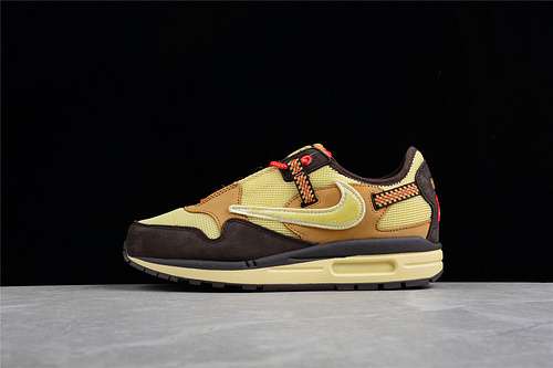 420DO9392200TRAVIS SCOTT X AIR MAX 1 BAROQUE BROWNLEMON DROPWHEATCHILE RED