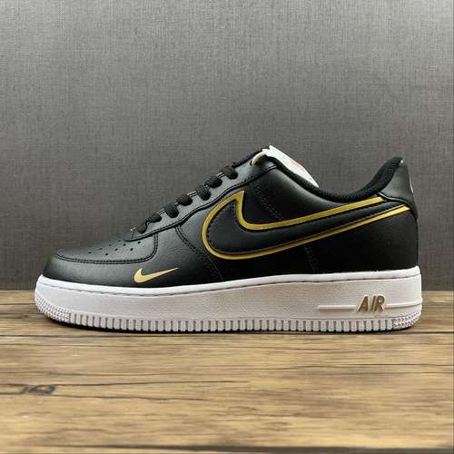 270DA8481001AIR FORCE 1 LOW 07 LV8 DOUBLE SWOOSH BLACKBLACKMETALLIC GOLDWHITE3645