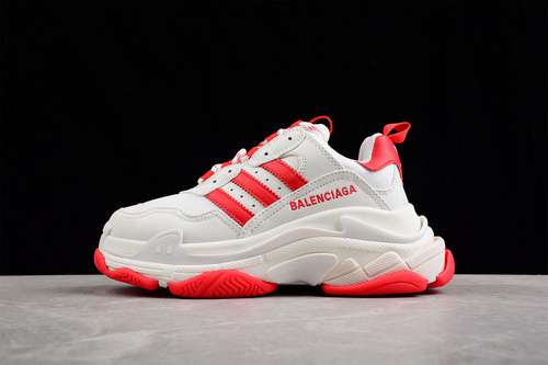 550W5RH10677BALENCIAGA TRIPLE S SNEAKERS X AD WHITEWHITEREDWOMAN3539MAN4046