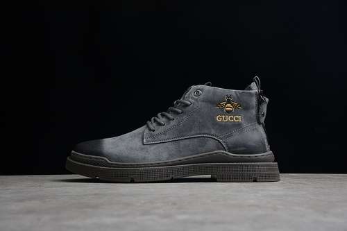 420GUCCI MID HIKING SHOES GREYGREYBLACKMAN3844