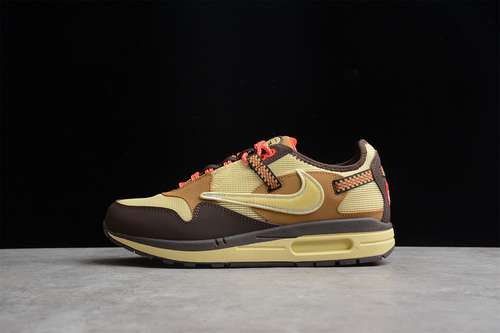 450DO9392200TRAVIS SCOTT X AIR MAX 1 BAROQUE BROWNLEMON DROPWHEATCHILE REDUNISEX3646