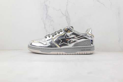 380BAPE STA LOW SHOES SILVERSILVERSILVERWOMAN3539MAN4045