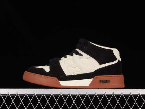 580AHH2F1FHTFENDI MATCH SNEAKERS BLACKWHITEBROWNWOMAN3539MAN4044