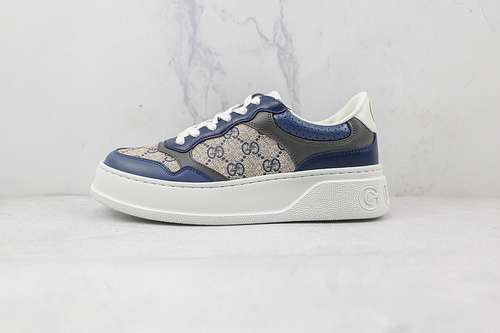 600GUCCI SCREENER GG HIGHTOP SNEAKER NAVY BLUEKHAKIWHITEWOMAN3539MAN4044