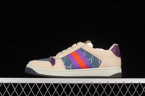 510A35M09064GUCCI DISTRESSED SCREENER SNEAKERS BEIGEBLUEPURPLEREDWOMAN3540