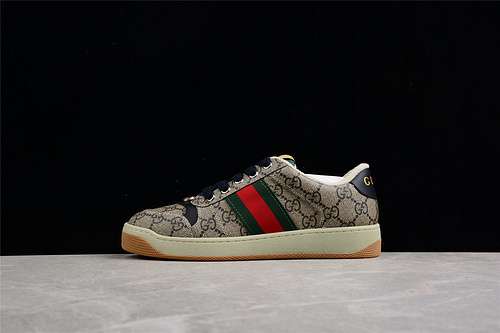 550GUCCI DISTRESSED SCREENER SNEAKERS BROWNBLACKGOLDWOMAN3539MAN4045
