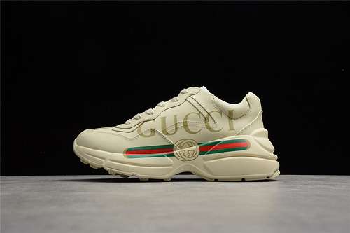650528892DRW009522GUCCI RHYTON VINTAGE TRAINER SNEAKERS BEIGEGOLDGREENRED
