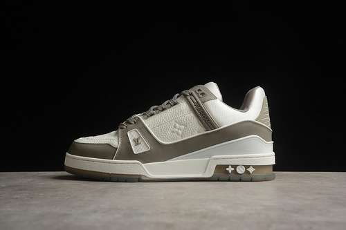 530LOUIS VUITTON TRAINER SNEAKER LOW LV WHITEGREENMAN3945