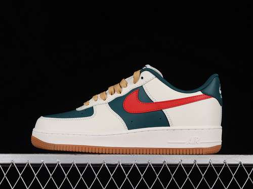 300FD9063163AIR FORCE 1 LOW DARK GREENSAILREDWOMAN3639MAN4045