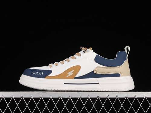 3409Y9209339GUCCI 22SS CASUAL TREND BOARD SHOES WHITEDARK BLUEBROWNMAN3944