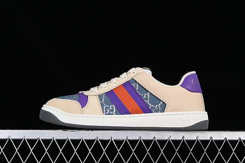 5609Y9209443GUCCI DISTRESSED SCREENER SNEAKER WHITEBROENPURPLEREDGREENWOMAN3540