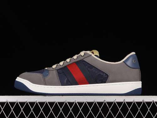 5009Y9209666GUCCI SCREENER SNEAKERS DARK GREYNAVY BLUEREDWOMAN3540
