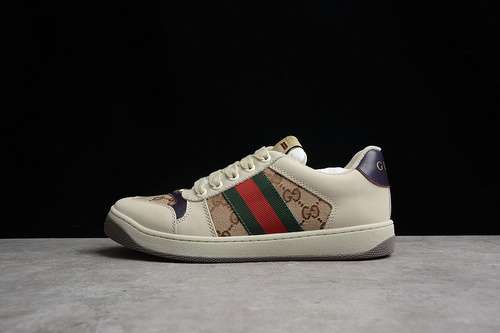 55043194A39GO9064GUCCI DISTRESSED SCREENER SNEAKERS BEIGEBROWNBLUEREDUNISEX3544