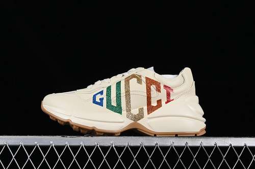 630DRW009022GUCCI RHYTON VINTAGE TRAINER SNEAKER BROWNORANGEBLUEGREYWOMAN3539