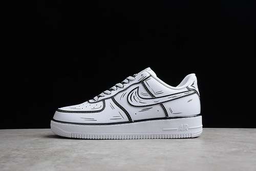 340CW2288222AIR FORCE 1 LOW 07 HAND DRAW WHITEWHITEBLACKWOMAN3639MAN4045