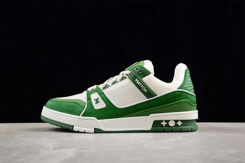 630LOUIS VUITTON TRAINER SNEAKER LOW LV WHITEGREENWOMAN3539MAN4045