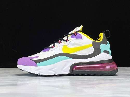 280AT6174101AIR MAX 270 REACT GEOMETRIC ART WHITEBLACKBRIGHT VIOLETDYNAMIC YELLOW