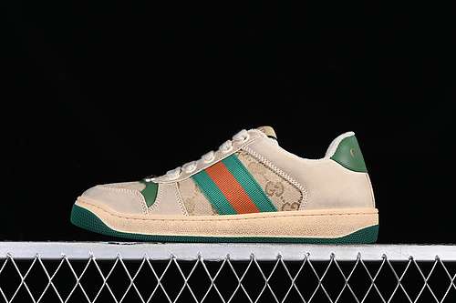 5609Y9209443GUCCI DISTRESSED SCREENER SNEAKER BROENGREYGREENWOMAN3540