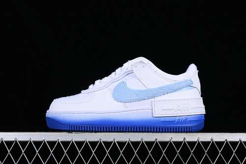 280FJ4567100AIR FORCE 1 SHADOW CHENILLE SWOOSH WHITEBLUE TINTPINK SPELLRACER BLUE