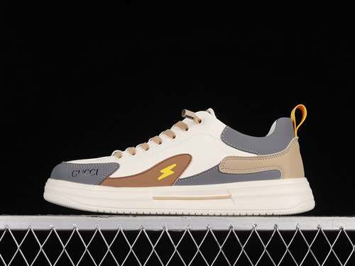 3409Y9209339GUCCI 22SS CASUAL TREND BOARD SHOES WHITEGREYBROWNMAN3944