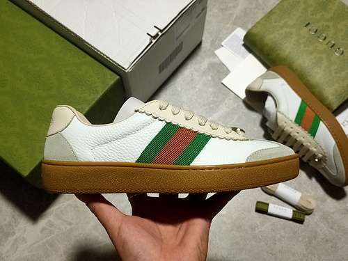 460GUCCI ACE EMBROIDERED LOWTOP SNEAKER WHITEGREENREDBEIGEUNISEX3544