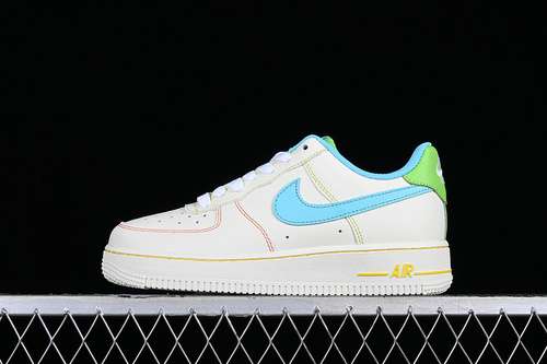 280FJ4614100AIR FORCE 1 07 LOW RAINBOW STITCH WHITEGREENBLUEUNISEX3645