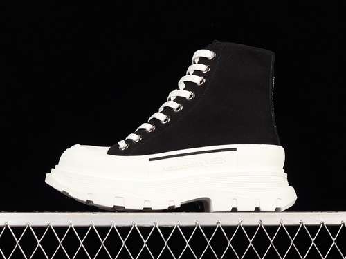 530ALEXANDER MCQUEEN HIGH TOP CANVAS SHOES BLACKWHITEBLACKWOMAN3539MAN4044