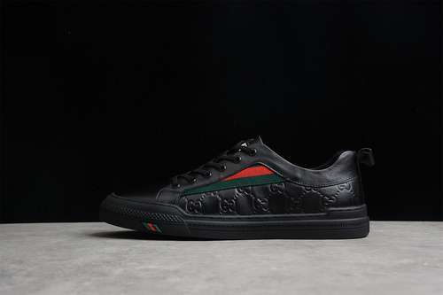 48043194202JPO60538GUCCI ACE EMBROIDERED LOWTOP SNEAKERS BLACKGREENREDMAN3844