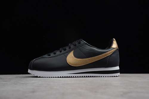 902801002CLASSIC CORTEZ LEATHER FORREST GUMP BLACKMETALLIC GOLDWHITEUNISEX36445OG110