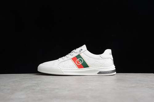 400GUCCI SCREENER GG LOWTOP SNEAKERS WHITEWHITEGREENREDMAN3844