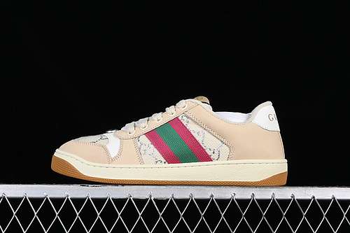 5609Y9209443GUCCI DISTRESSED SCREENER SNEAKER WHITEBROENGREYREDGREENWOMAN3540