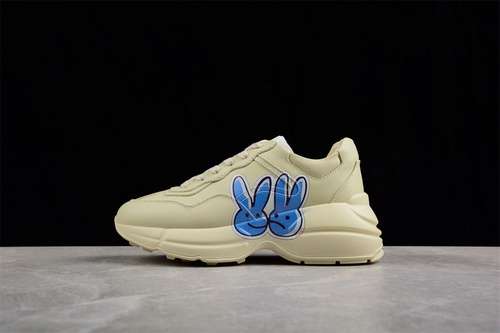 420GUCCI RHYTON VINTAGE TRAINER SNEAKER BEIGEBEIGEBLUEWOMAN3539MAN4044