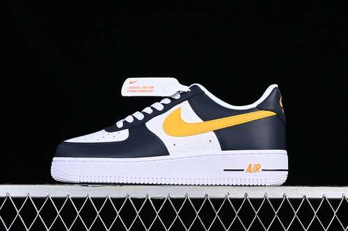 280FJ4209400AIR FORCE 1 07 EMB EMBOSSED HOOPS DARK OBSIDIANWHITEUNIVERSITY GOLD