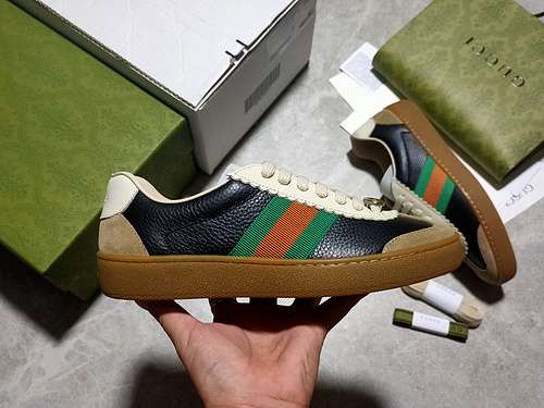 460GUCCI ACE EMBROIDERED LOWTOP SNEAKER BLACKBROWNGREENREDUNISEX3544