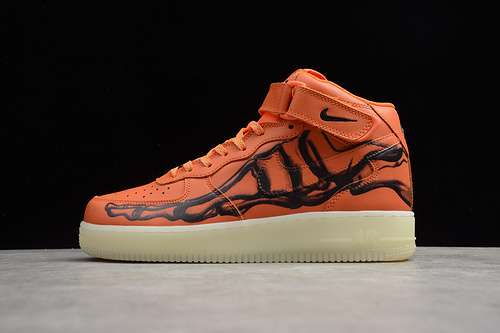 340CU8067801AIR FORCE 1 MID SKELETON BRILLIANT ORANGEBLACKBEIGEUNISEX3645