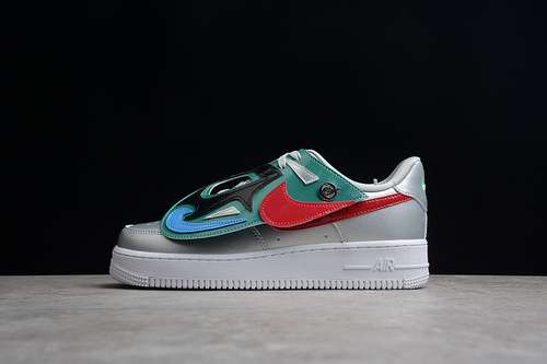 320DM6177095AIR FORCE 1 LOW 07 LV8 LUCHA LIBRE METALLIC SILVERBLACKGYM REDGREEN NOISE