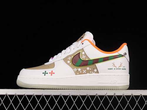 320DO2333101AIR FORCE 1 LOW 07 WHITEORANGEKHAKIWOMAN3639MAN4045