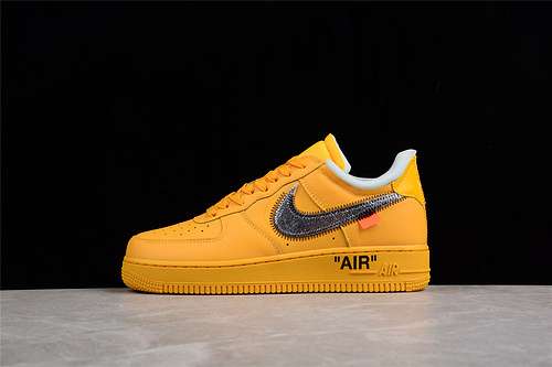 400DD1876700OW X AIR FORCE 1 LOW LEMONADE UNIVERSITY GOLDBLACKMETALLIC SILVER36475