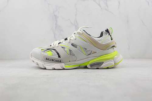 580BALENCIAGA TRACK 30 SNEAKERS LIGHT GREYFLUORESCENT GREENBLACKWOMAN3539MAN4045