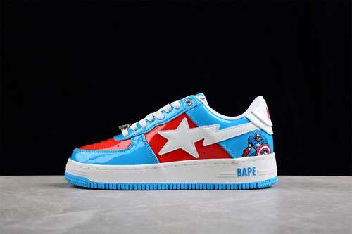 480MARVEL X BAPE STA LOW A BATHING APE LIGHT BLUEREDWHITEWOMAN3639MAN4046