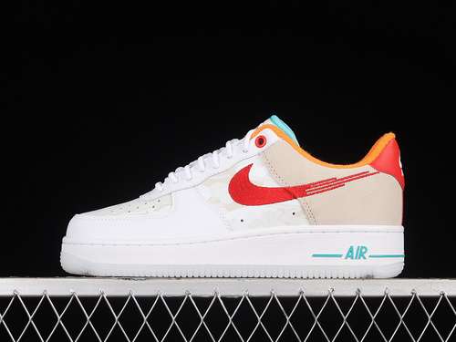 320FD4205161AIR FORCE 1 LOW 07 PREMIUM LEAP SUMMIT WHITEWHITEWASHED TEALUNIVERSITY RED