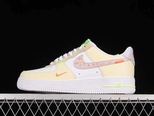 300FB1852111AIR FORCE 1 LOW 07 BEIGEWHITEORANGEWOMAN3639MAN4045
