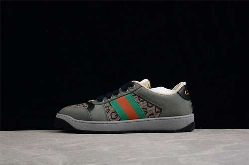 460GUCCI DISTRESSED SCREENER SNEAKERS DARK GREYGREENREDWOMAN3539MAN4044