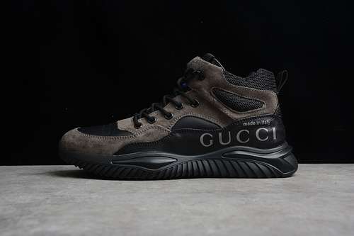 480GUCCI SCREENER GG HIGHTOP SNEAKER BROWNBROWNBLACKMAN3844