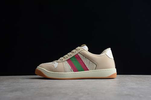 510GUCCI DISTRESSED SCREENER SNEAKERS KHAKIGREENREDWOMAN3540