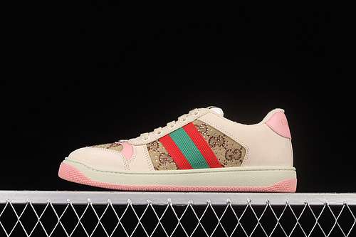 460GUCCI DISTRESSED SCREENER SNEAKERS BEIGEGREENREDPINKWOMAN3540
