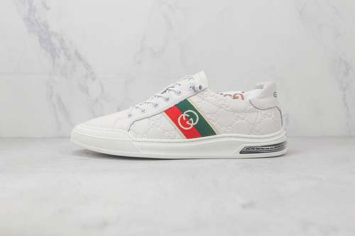 380GUCCI 22SS CASUAL SHOES WHITEGREENGOLDMAN3844
