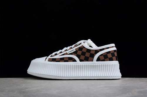 360CHANEL CREEPERS CANVAS LACE SNEAKER WHITEBROWNBLACKWOMAN3540