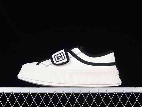 340CHANEL CANVAS PLATFORM SHOES WHITEWHITEBLACKWOMAN3539